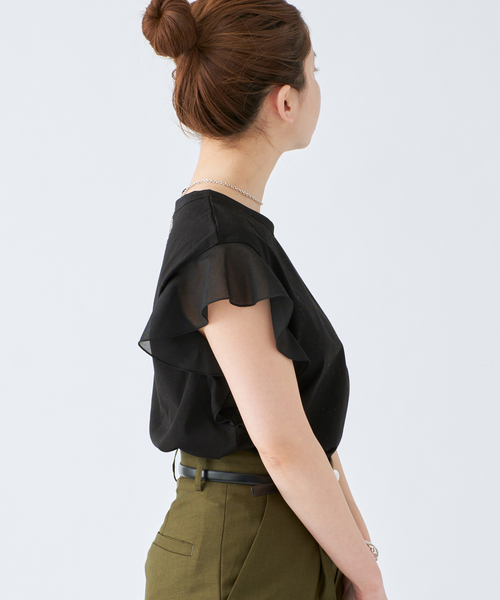 IENA（イエナ）の「シアースリーブプルオーバー（Tシャツ/カットソー・レディース・ホワイト/ブラック/グレー・FREE）」の21枚目の写真