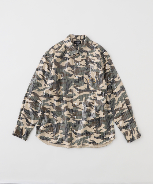 AFB(エーエフビー)の「AFB / エーエフビー SPANGLE SHIRTS(シャツ/ブラウス・メンズ・オレンジ/グリーン系その他/カーキ/ブラック・MEDIUM)」の2枚目の写真