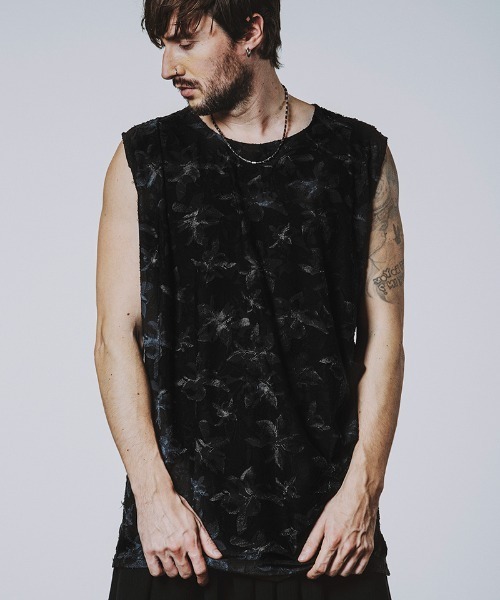 NO ID.（ノーアイディ）の「mta570-ﾄﾞﾚｰﾌﾟｽﾘｰﾌﾞﾚｽ-PO プルオーバー（タンクトップ・メンズ・ブラック/ホワイト・ONE SIZE）」の2枚目の写真