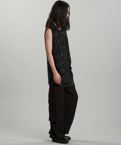 NO ID.（ノーアイディ）の「mta570-ﾄﾞﾚｰﾌﾟｽﾘｰﾌﾞﾚｽ-PO プルオーバー（タンクトップ・メンズ・ブラック/ホワイト・ONE SIZE）」の19枚目の写真