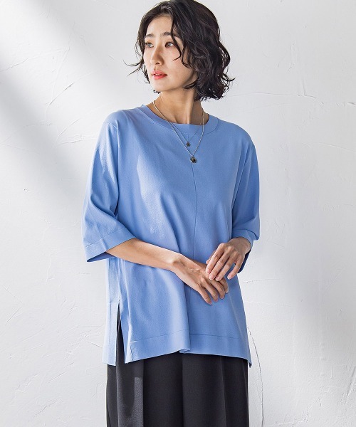 la.f…(ラエフ)の「Tシャツ風ニットプルオーバー≪手洗い可能≫(ニット/セーター・レディース・ホワイト/イエロー/ブルー/ブラック/ブルー系その他/グリーン/ボルドー・9号)」の5枚目の写真