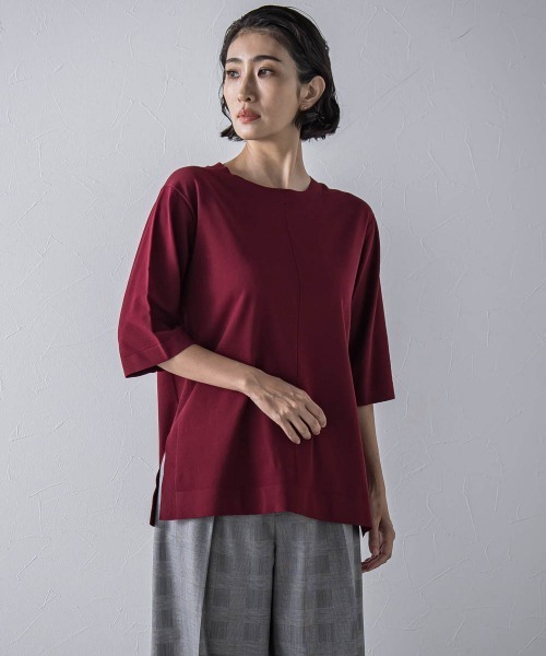 la.f…(ラエフ)の「Tシャツ風ニットプルオーバー≪手洗い可能≫(ニット/セーター・レディース・ホワイト/イエロー/ブルー/ブラック/ブルー系その他/グリーン/ボルドー・9号)」の7枚目の写真