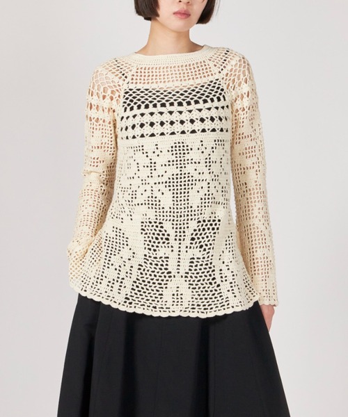 超特価激安 セール】CLANE BACK TOPS（ニット/セーター KNIT CROCHET OPEN トップス