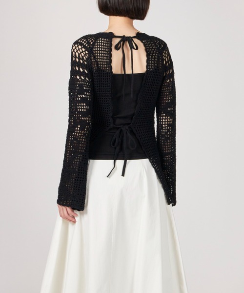 CLANE/クラネ/BACK OPEN CROCHET KNIT TOPS