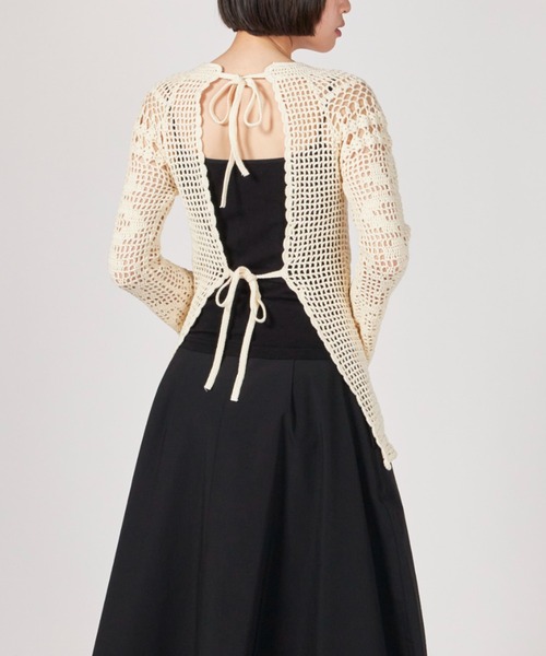 セール】CLANE BACK OPEN CROCHET KNIT TOPS（ニット/セーター