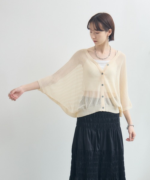 Paradise Picnic（パラダイスピクニック）の「メッシュドルマンカーデ（カーディガン/ボレロ・レディース・ブラック/ホワイト/ベージュ・FREE）」の18枚目の写真