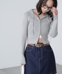 FREE'S MART | 配色リブショート丈ニットパーカーⅡ(パーカー)