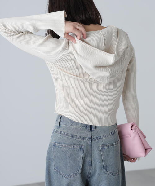 FREE'S MART（フリーズマート）の「配色リブショート丈ニットパーカーⅡ（パーカー・レディース・ホワイト/ブラウン/グレー・FREE）」の19枚目の写真