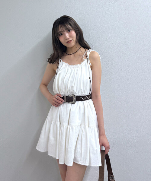 mline（エムライン）の「[mline]コットンレース キャミワンピ（ワンピース・レディース・オフホワイト・FREE）」の3枚目の写真