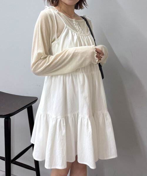 mline（エムライン）の「[mline]コットンレース キャミワンピ（ワンピース・レディース・オフホワイト・FREE）」の14枚目の写真
