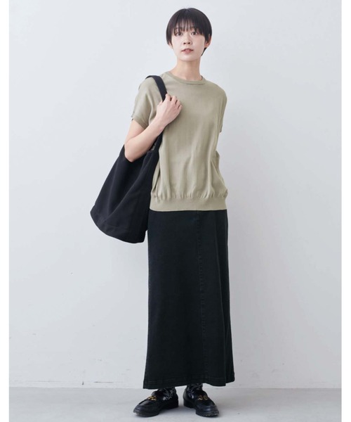 THREE FIFTY STANDARD（スリーフィフティースタンダード）の「ＴＨＲＥＥ　ＦＩＦＴＹ　ＳＴＡＮＤＡＲＤ　シャリッとしたコットン１００％のニットプルオーバー（ニット/セーター・レディース・ネイビー/ライトグレー/キャメル・LL/L/M）」の10枚目の写真