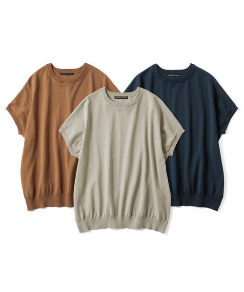 THREE FIFTY STANDARD（スリーフィフティースタンダード）の「ＴＨＲＥＥ　ＦＩＦＴＹ　ＳＴＡＮＤＡＲＤ　シャリッとしたコットン１００％のニットプルオーバー（ニット/セーター・レディース・ネイビー/ライトグレー/キャメル・LL/L/M）」の16枚目の写真