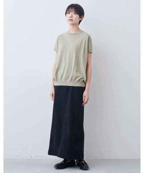 THREE FIFTY STANDARD（スリーフィフティースタンダード）の「ＴＨＲＥＥ　ＦＩＦＴＹ　ＳＴＡＮＤＡＲＤ　シャリッとしたコットン１００％のニットプルオーバー（ニット/セーター・レディース・ネイビー/ライトグレー/キャメル・LL/L/M）」の11枚目の写真
