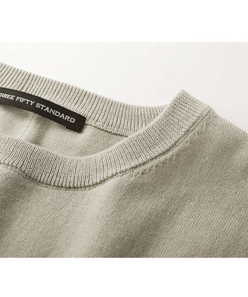 THREE FIFTY STANDARD（スリーフィフティースタンダード）の「ＴＨＲＥＥ　ＦＩＦＴＹ　ＳＴＡＮＤＡＲＤ　シャリッとしたコットン１００％のニットプルオーバー（ニット/セーター・レディース・ネイビー/ライトグレー/キャメル・LL/L/M）」の13枚目の写真