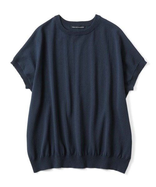 THREE FIFTY STANDARD（スリーフィフティースタンダード）の「ＴＨＲＥＥ　ＦＩＦＴＹ　ＳＴＡＮＤＡＲＤ　シャリッとしたコットン１００％のニットプルオーバー（ニット/セーター・レディース・ネイビー/ライトグレー/キャメル・LL/L/M）」の18枚目の写真
