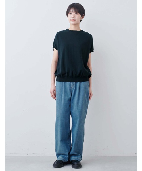 THREE FIFTY STANDARD（スリーフィフティースタンダード）の「ＴＨＲＥＥ　ＦＩＦＴＹ　ＳＴＡＮＤＡＲＤ　シャリッとしたコットン１００％のニットプルオーバー（ニット/セーター・レディース・ネイビー/ライトグレー/キャメル・LL/L/M）」の8枚目の写真