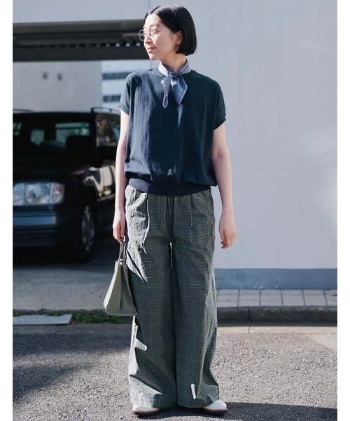 THREE FIFTY STANDARD（スリーフィフティースタンダード）の「ＴＨＲＥＥ　ＦＩＦＴＹ　ＳＴＡＮＤＡＲＤ　シャリッとしたコットン１００％のニットプルオーバー（ニット/セーター・レディース・ネイビー/ライトグレー/キャメル・LL/L/M）」の7枚目の写真