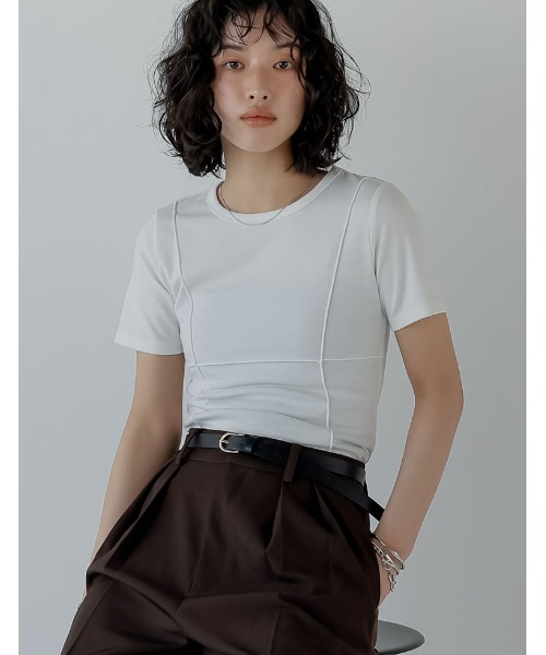 Re:EDIT（リエディ）の「パネルデザイントップス（Tシャツ/カットソー・レディース・カーキ/ホワイト/グレー/ブラック・MEDIUM/LARGE）」の20枚目の写真