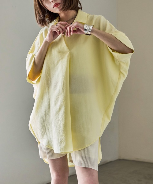 Fashion Letter(ファッションレター)の「スキッパーブラウス(シャツ/ブラウス・レディース・イエロー/チャコール/アイボリー/グレイッシュベージュ/ブラック・M)」の5枚目の写真