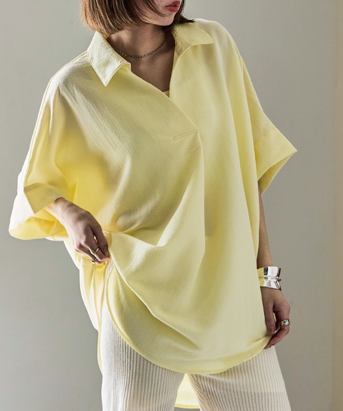 Fashion Letter(ファッションレター)の「スキッパーブラウス(シャツ/ブラウス・レディース・イエロー/チャコール/アイボリー/グレイッシュベージュ/ブラック・M)」の14枚目の写真