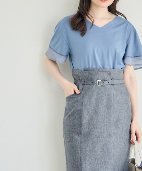 12Twelve Agenda（トゥエルブ　アジェンダ）の「ナローベルト付ハイウエストタイトスカート（スカート・レディース・ブルー/ブラック・M/S）」の10枚目の写真