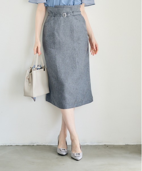 12Twelve Agenda（トゥエルブ　アジェンダ）の「ナローベルト付ハイウエストタイトスカート（スカート・レディース・ブルー/ブラック・M/S）」の6枚目の写真