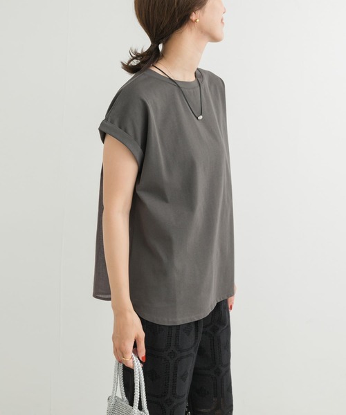 Churreria エプロンドッキングカットソー セール】シャーリング布帛ドッキングカットソー（Tシャツ