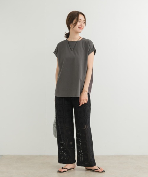 Churreria エプロンドッキングカットソー セール】シャーリング布帛ドッキングカットソー（Tシャツ