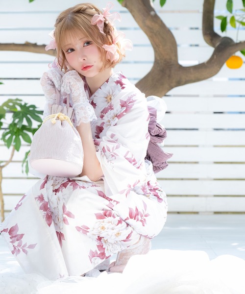 Retica(レティカ)の「浴衣セット レディース 白地牡丹 ニュアンス ゆかた2点セット 浴衣 兵児帯 かわいい(浴衣・レディース・ホワイト・FREE)」の3枚目の写真