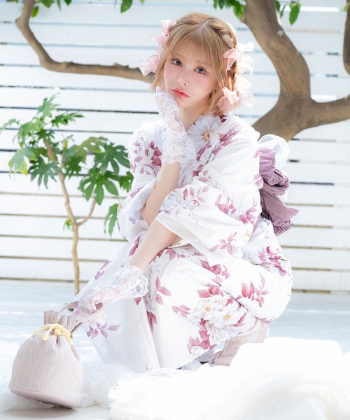 Retica(レティカ)の「浴衣セット レディース 白地牡丹 ニュアンス ゆかた2点セット 浴衣 兵児帯 かわいい(浴衣・レディース・ホワイト・FREE)」の8枚目の写真