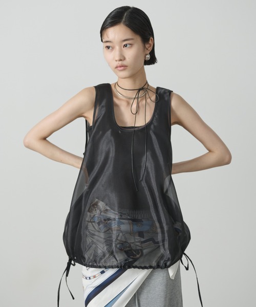 AIC.（エーアイシー）の「オーガンジーバルーントップス（タンクトップ・レディース・アイボリー/ブラック・FREE）」の2枚目の写真