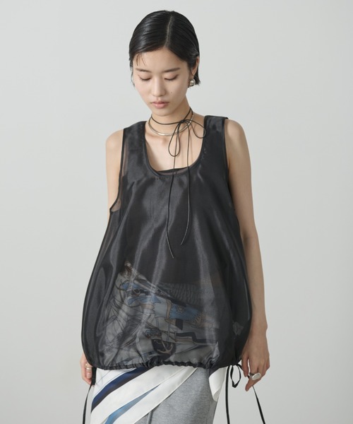 AIC.（エーアイシー）の「オーガンジーバルーントップス（タンクトップ・レディース・アイボリー/ブラック・FREE）」の5枚目の写真