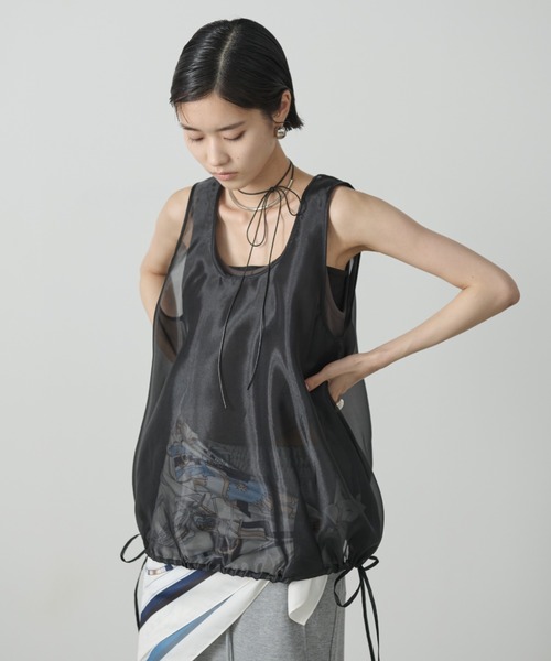 AIC.（エーアイシー）の「オーガンジーバルーントップス（タンクトップ・レディース・アイボリー/ブラック・FREE）」の6枚目の写真
