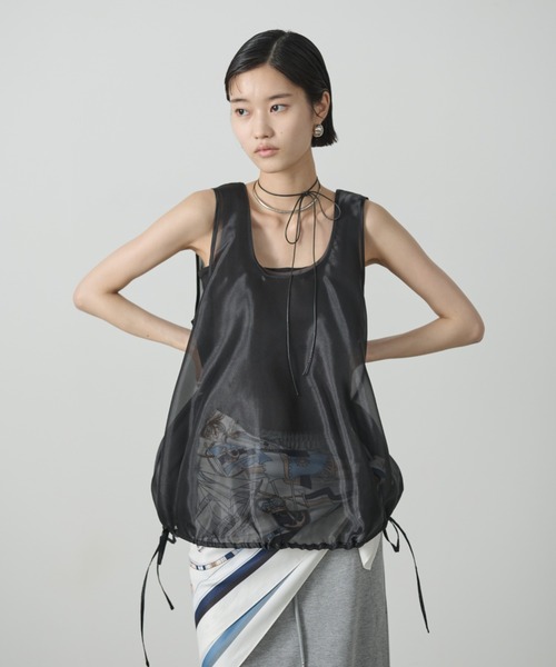 AIC.（エーアイシー）の「オーガンジーバルーントップス（タンクトップ・レディース・アイボリー/ブラック・FREE）」の7枚目の写真