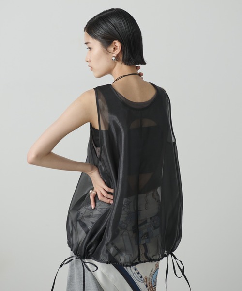 AIC.（エーアイシー）の「オーガンジーバルーントップス（タンクトップ・レディース・アイボリー/ブラック・FREE）」の8枚目の写真