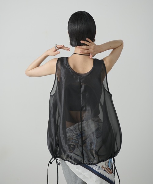 AIC.（エーアイシー）の「オーガンジーバルーントップス（タンクトップ・レディース・アイボリー/ブラック・FREE）」の9枚目の写真