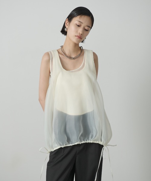 AIC.（エーアイシー）の「オーガンジーバルーントップス（タンクトップ・レディース・アイボリー/ブラック・FREE）」の21枚目の写真