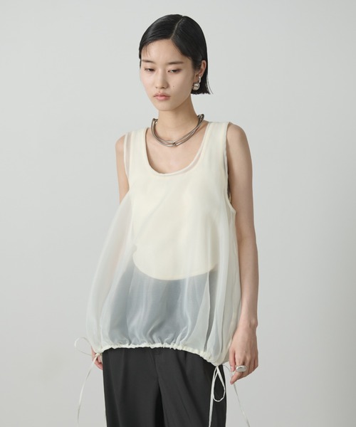 AIC.（エーアイシー）の「オーガンジーバルーントップス（タンクトップ・レディース・アイボリー/ブラック・FREE）」の22枚目の写真