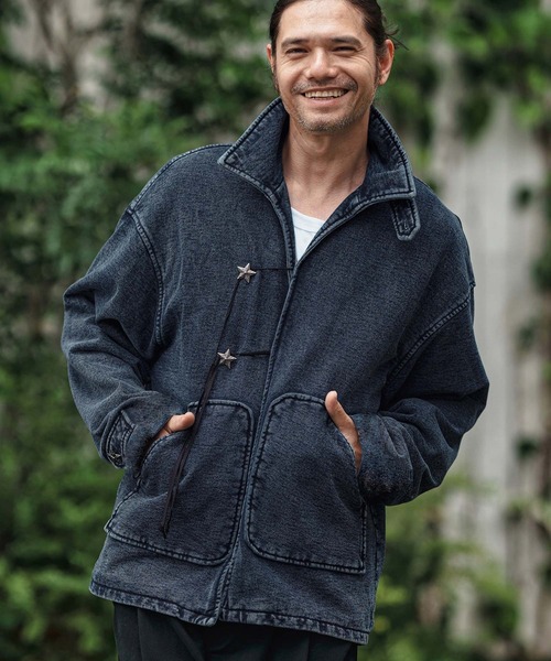 mj10841- Heavy Weight Indigo Sweat Poncho Like Jacket インディゴ裏 