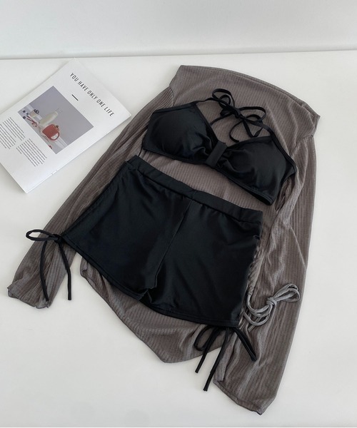 MAISON DE THERESE(メゾン ド テレーズ)の「水着セパレート3点セット(カバーアップ付き)(水着・レディース・ブラック/ブルー・S/M/L/XL)」の19枚目の写真