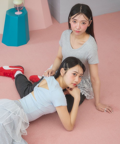 3.3 Field Trip （3.3フィールドトリップ）の「3.3 Field Trip／バックリボンVネックT（カップ付き）（Tシャツ/カットソー・レディース・ブラック/ブルー/ホワイト・FREE）」の20枚目の写真