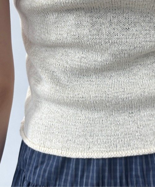 カラフルボタン フェイクプラケット 半袖ニットトップス FX25S383