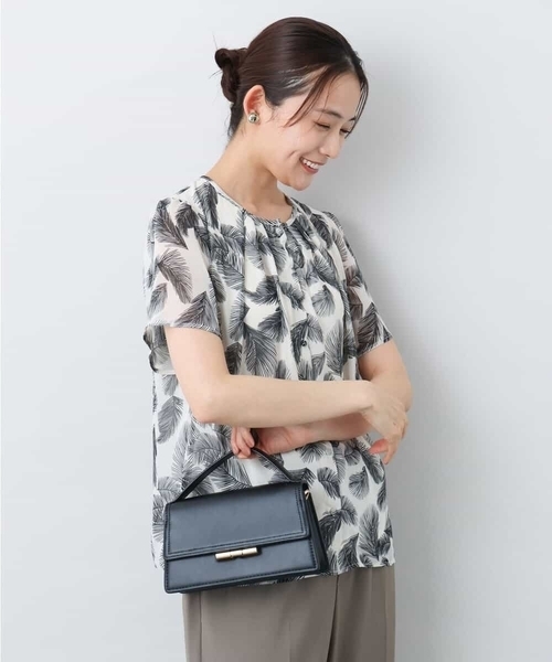 MK MICHEL  / エムケーミッシェルクラン リーフ柄シフォンブラウス/洗える リーフ柄シフォンブラウス/洗える（シャツ/ブラウス）｜MK