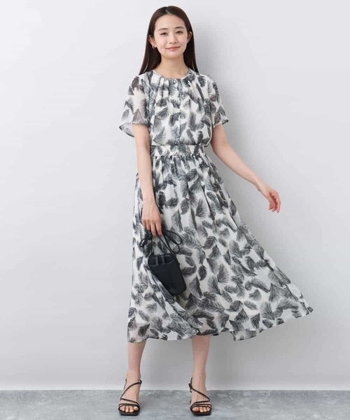 リーフ柄シフォンブラウス/洗える（シャツ/ブラウス）｜MK