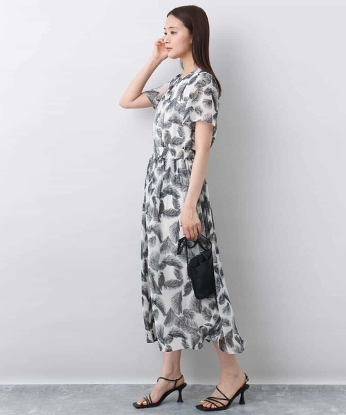 MK MICHEL  / エムケーミッシェルクラン リーフ柄シフォンブラウス/洗える リーフ柄シフォンブラウス/洗える（シャツ/ブラウス）｜MK