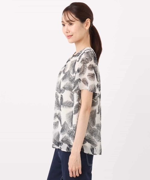 リーフ柄シフォンブラウス/洗える（シャツ/ブラウス）｜MK