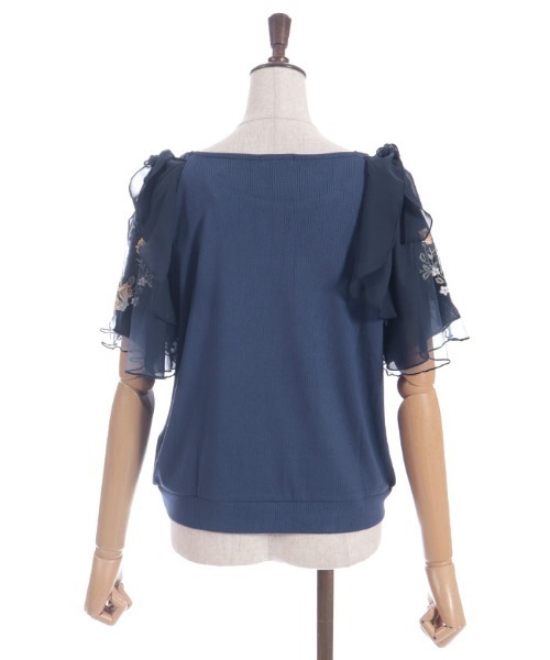 axes femme（アクシーズファム）の「チュール×刺繍フレア袖プルオーバー（Tシャツ/カットソー・レディース・キナリ/イエロー/ネイビー/ミント・FREE）」の12枚目の写真