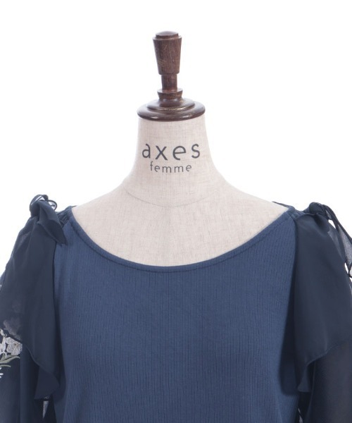 axes femme（アクシーズファム）の「チュール×刺繍フレア袖プルオーバー（Tシャツ/カットソー・レディース・キナリ/イエロー/ネイビー/ミント・FREE）」の13枚目の写真