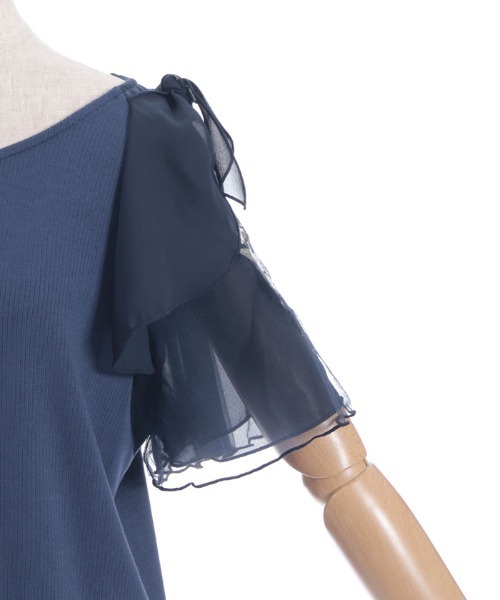 axes femme（アクシーズファム）の「チュール×刺繍フレア袖プルオーバー（Tシャツ/カットソー・レディース・キナリ/イエロー/ネイビー/ミント・FREE）」の16枚目の写真