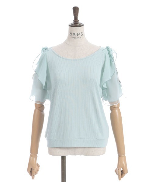 axes femme（アクシーズファム）の「チュール×刺繍フレア袖プルオーバー（Tシャツ/カットソー・レディース・キナリ/イエロー/ネイビー/ミント・FREE）」の17枚目の写真